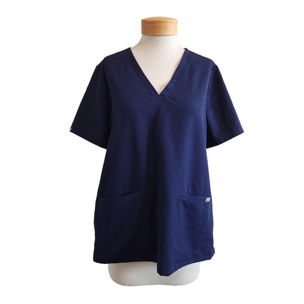 Figs Casma Three-Pocket Scrub Top Navy Blue V Neck Technical Collection Women XL